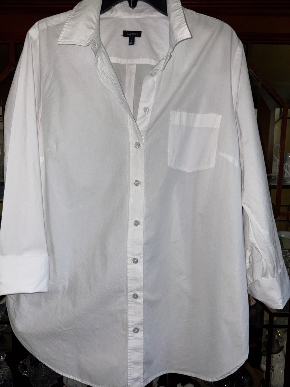 Talbots White Cotton womens Button-Down Shirt